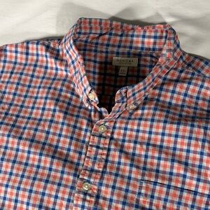 Sonoma mens orange blue gingham long sleeve button down shirt - size XXL